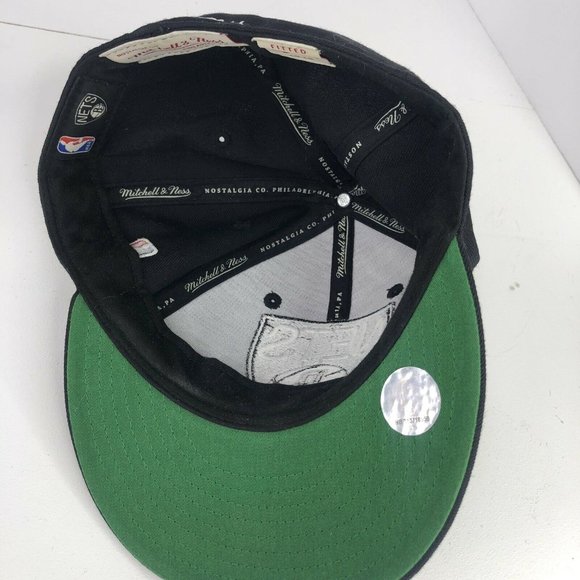 Brooklyn Nets Hat 7 1/2 Fitted Mitchell & Ness Black NBA - Picture 4 of 5